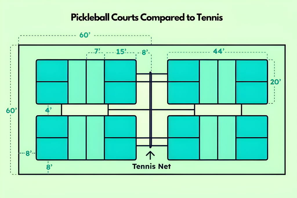 pickleball court vs tennis court